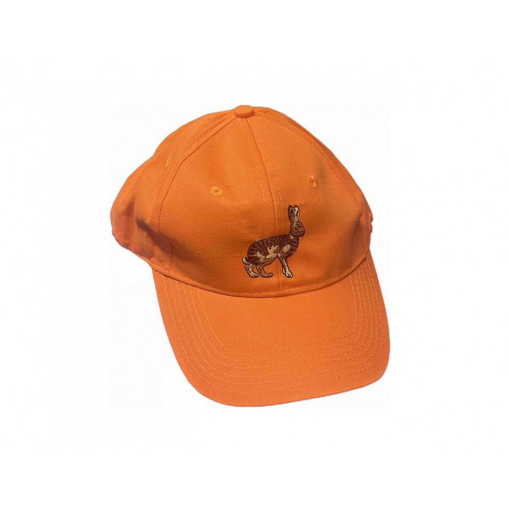 Πορτοκαλί Καπέλο Κυνηγιού με κέντημα Λαγό