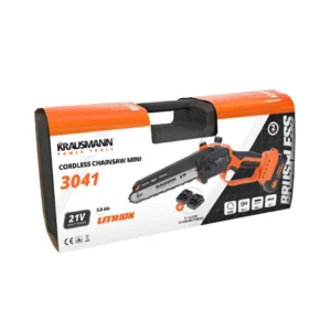 Krausmann-Αλυσοπρίονο-Επαναφορτιζόμενο-Mini-20cm-21V-BL-3041-2x2Ah.
