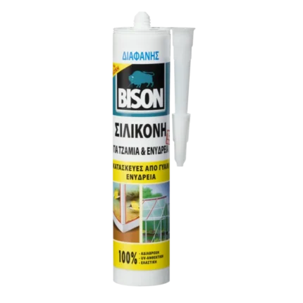 Σιλικόνη για Τζαμιά & Ενυδρεία Διάφανη Bison Silicone Glass 280mL