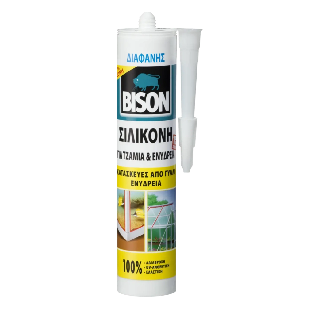 Σιλικόνη για Τζαμιά & Ενυδρεία Διάφανη Bison Silicone Glass 280mL